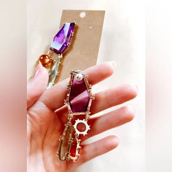 bohemian multicolor purple earrings A520 - Picture 4 of 4